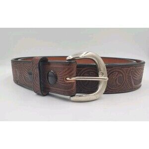 Embossed Leather Belt 42" Eagle‎ Bird Wildlife Patriotic USA Western Brown